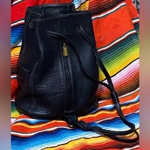 Vintage Coach Sonoma Bucket Bag Backpack Black Pebbled Dust Bag Drawstring Gold